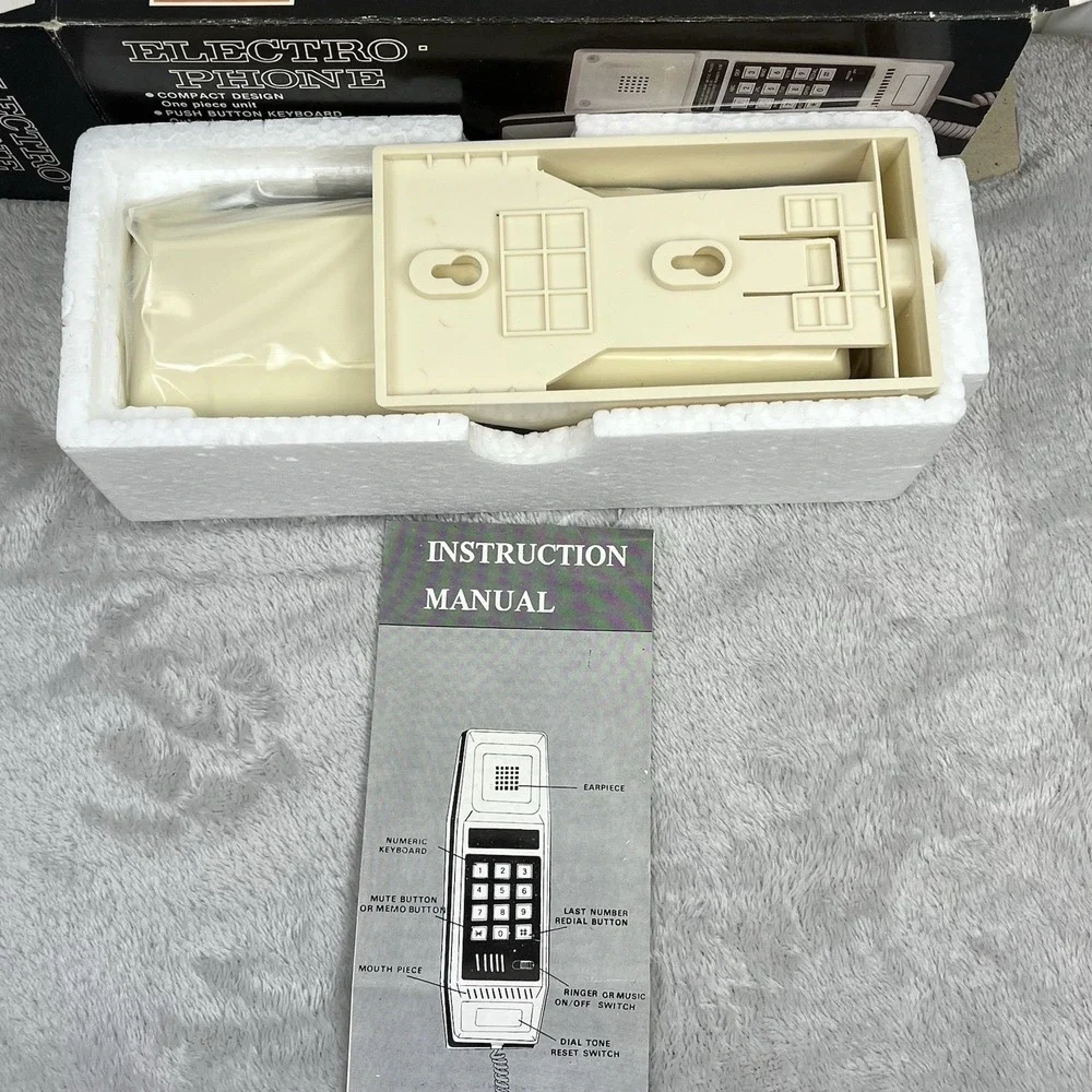 Vintage 80's Electro-Phone Corded Wall Mount Push Button New‎ Deadstock Retro